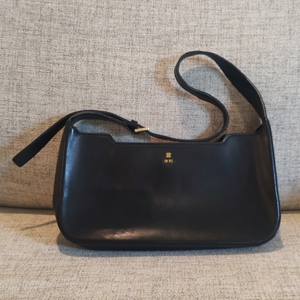 JW PEI Black Shoulder Bag with Gold Logo